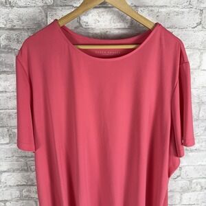 Susan Graver‎ Liquid Knit Popover Top Travel Stretch Salmon Pink Size 3X